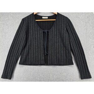 Vtg Eyeshadow Juniors L Tie-Front Cardigan Sweater Gray/Black Layering 90s USA